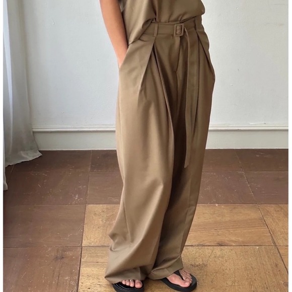 The Frankie Shop Pants - The Frankie Shop NEW Clay Belted Pants In Desert Taupe Size Large